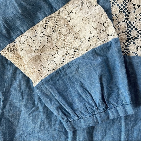 Johnny Was blue Thalassa lace pieced button down top size M - Picture 5 of 13